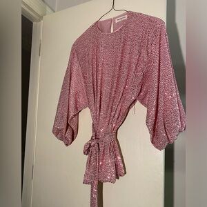 Pink sequin mini dress